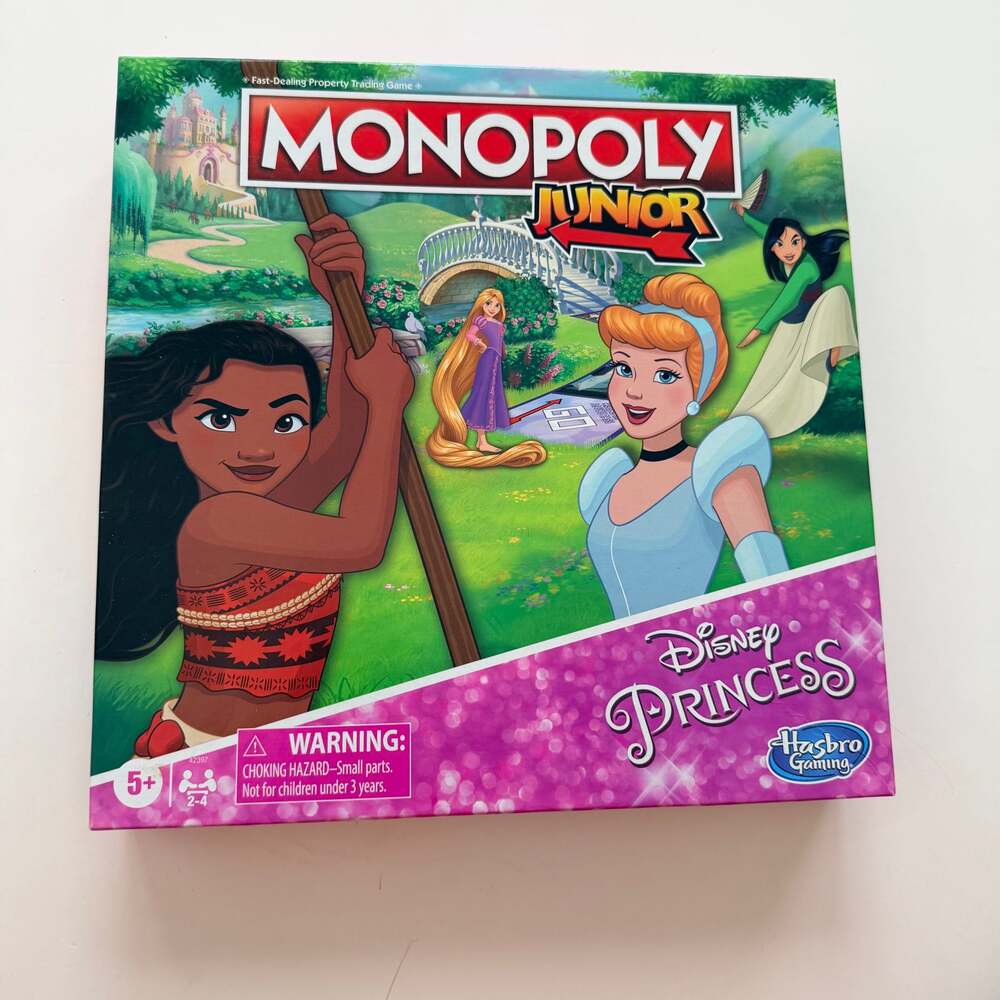Disney Princess Monopoly Junior Board Game Cinderella Moana Mulan Rapunzel